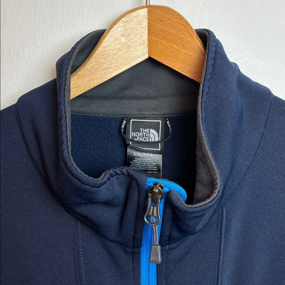 The North Face Men’s Softshell Fleece Lined Jacket Blue Color Block Full Zip XXL